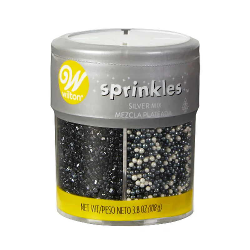 Metallic Sprinkles Black & Silver Mix 4 cell container