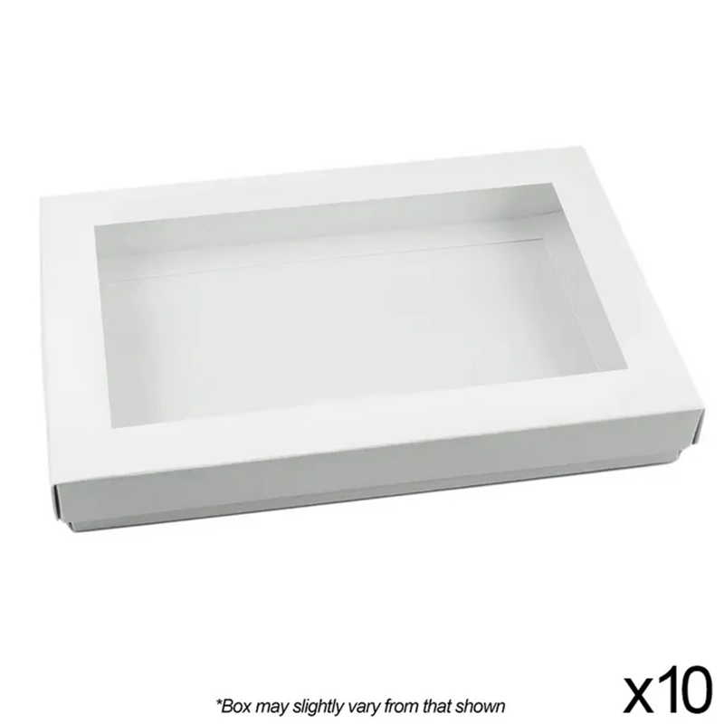 White window Box for cookies Xtra Large Rectangle Pack of 10