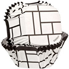 Square standard cupcake papers Black and White Modern Blocks