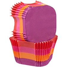 Square standard cupcake papers Warm colour stripes