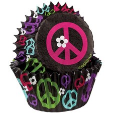 Peace sign mini cupcake papers