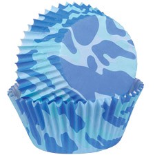 Camouflage Blue mini baking cups