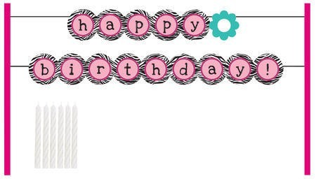 Cake banner kit Pink Zebra Happy Birthday bunting with candles