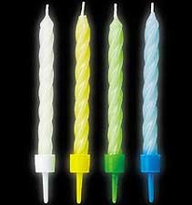 Glow in the dark multi colour candles pack of 8