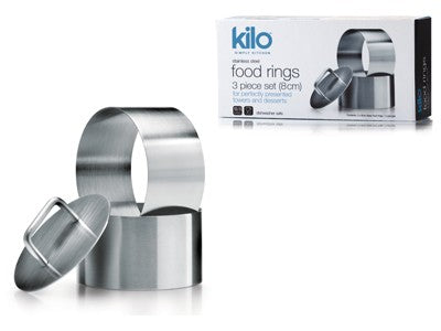 Food ring set of 2 with pusher 80mm diameter