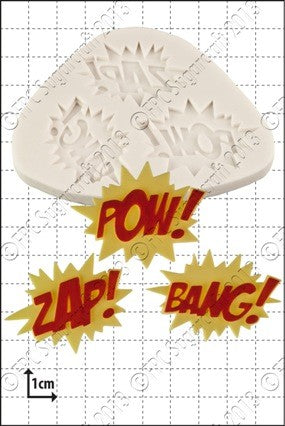 Super hero words or motifs Zap Pow & Bang silicone mould
