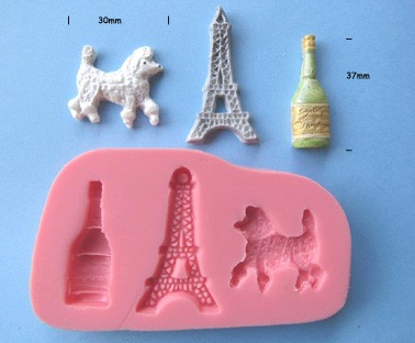 Parisian Paris silicone mould Eiffel Tower Poodle Champagne
