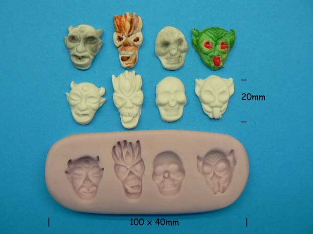 Demons and Skulls scary faces silicone mould