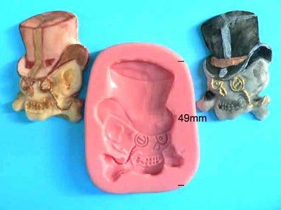 Skull and top hat steampunk silicone mould