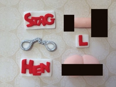 Hen and Stag adult themed silicone mould Penis breasts handcuffs