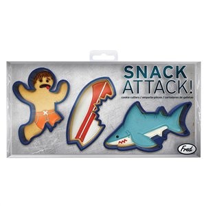 Snack attack cookie cutter set Surfboard Surfer and Shark