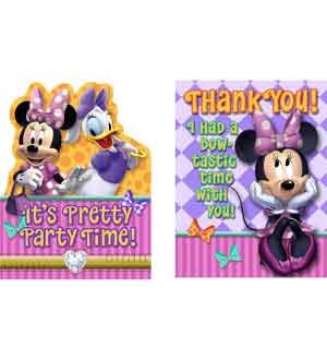 Minnie Mouse dream party invites and matching thank you cards