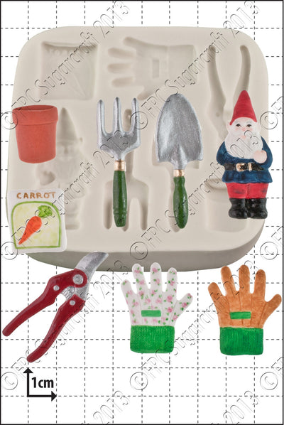 Gardening tools and gnome silicone mould