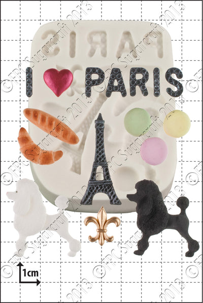 I love Paris silicone mould with poodle and Eiffel tower