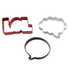 Wilton Set 3 Speech Bubble LOL Coloured Metal Cookie Cutter Set