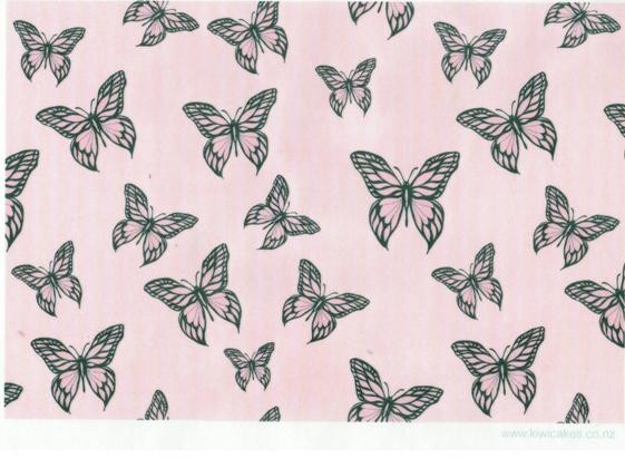 Wafer paper sheet Pink & black Butterflies