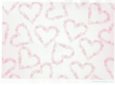 Wafer paper sheet Pink floral hearts