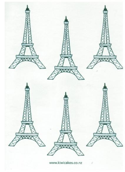 Wafer paper sheet Eiffel Tower Paris Parisian - Kiwicakes
