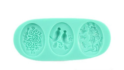 Floral birds cameos silicone mould