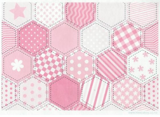 Wafer paper sheet Pink patchwork quilt