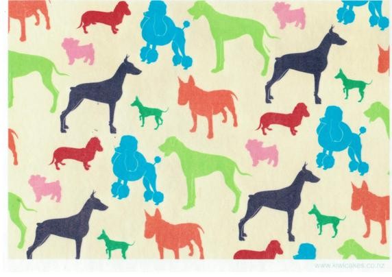 Wafer paper sheet Colourful dogs