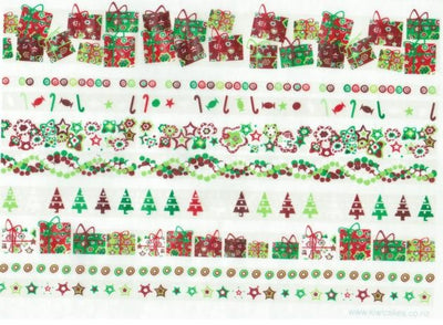 Wafer paper sheet Christmas ribbon designs