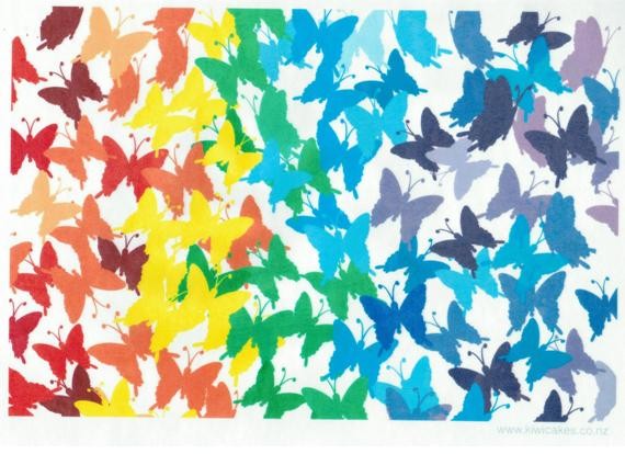 Wafer paper sheet Rainbow Butterflies