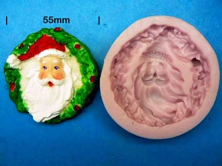 Santa face in wreath silicone mould