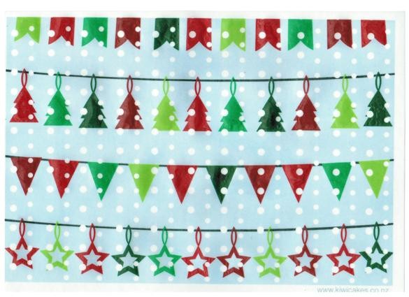 Wafer paper sheet Christmas bunting style 2