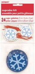 Snowflakes cupcake papers kit with snowflake picks