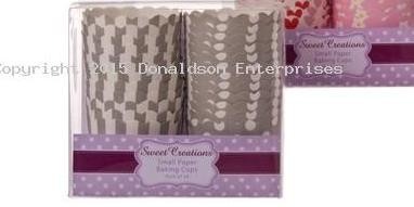 Silver stripe polka dot twin pack straight sided cupcake papers