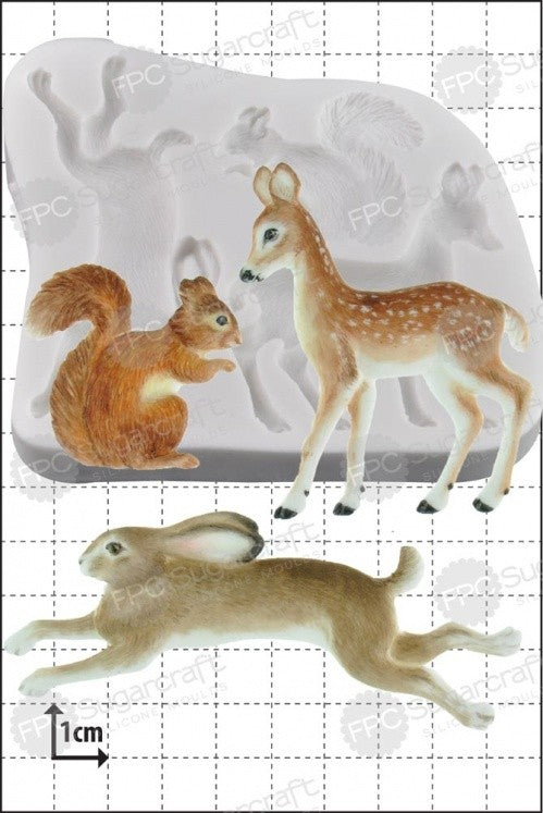 Woodland animals silicone mould (squirrel, deer, hare or rabbit)