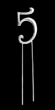 Silver metal numeral 5 cake topper pick