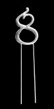 Silver metal numeral 8 cake topper pick