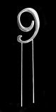 Silver metal numeral 9 cake topper pick