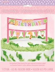 Cake banner bunting 1st Birthday Pink Safari
