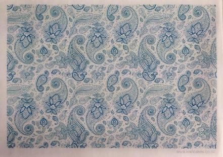 Wafer paper sheet Paisley Blue and White