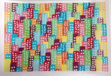 Wafer paper sheet Rainbow Block of Flats or High Rise buildings