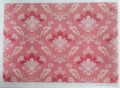 Wafer paper sheet Pink & White damask