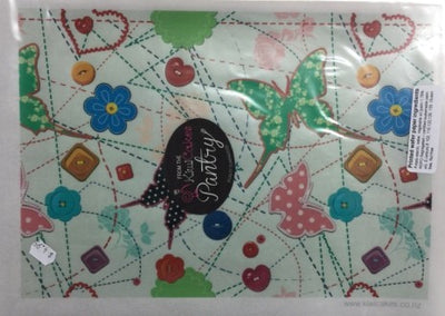 Wafer paper sheet Buttons & patchwork butterflies