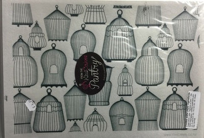 Wafer paper sheet Black and white birdcage