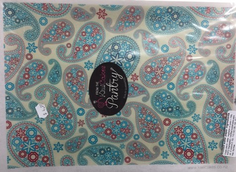 Wafer paper sheet Paisley blue and red