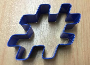 Blue metal Hash tag cookie cutter hashtag