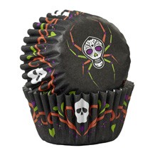 Day of the Dead spider Skull mini cupcake papers
