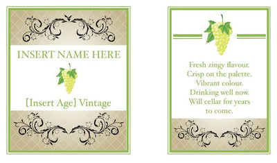 Custom edible icing image WINE LABEL white