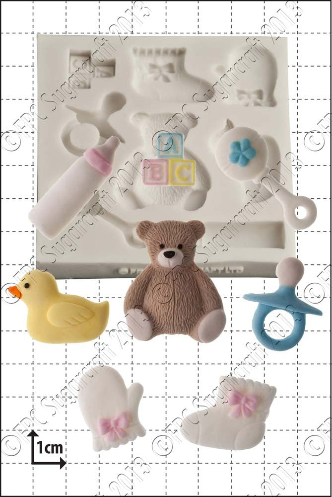 Baby Shower Silicone Mould teddy dummy bootie duck bottle