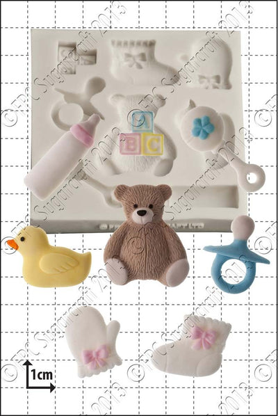 Baby Shower Silicone Mould teddy dummy bootie duck bottle