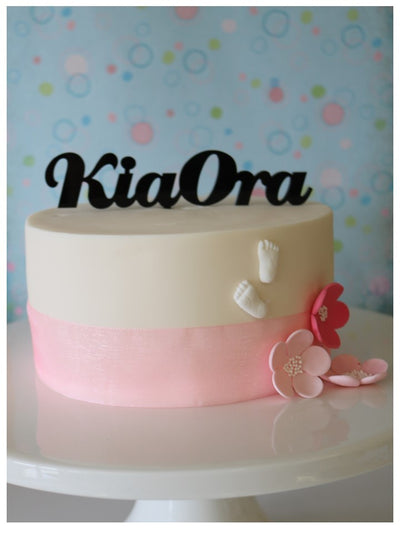 Black acrylic cake topper Kia Ora (wedding or party)