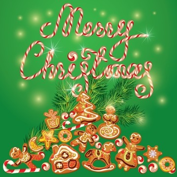 Edible icing image Merry Christmas with Cookies 19cm Square