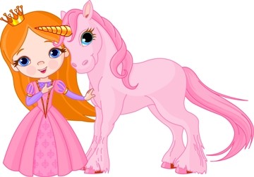 A4 Edible icing image Pink Princess and Unicorn